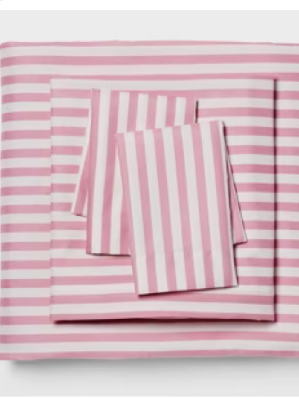 DKNY 4 Piece Pink and White Stripe King Size Sheet Set